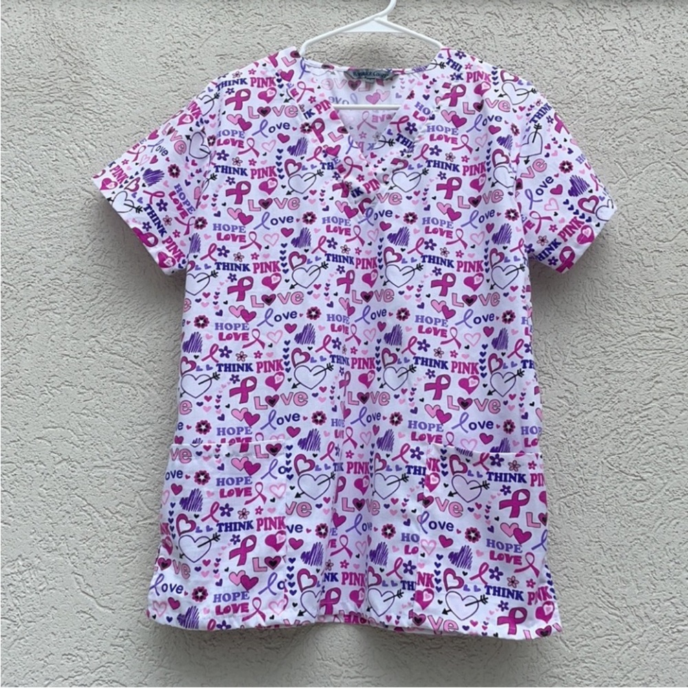 Breast Cancer awareness scrub top small